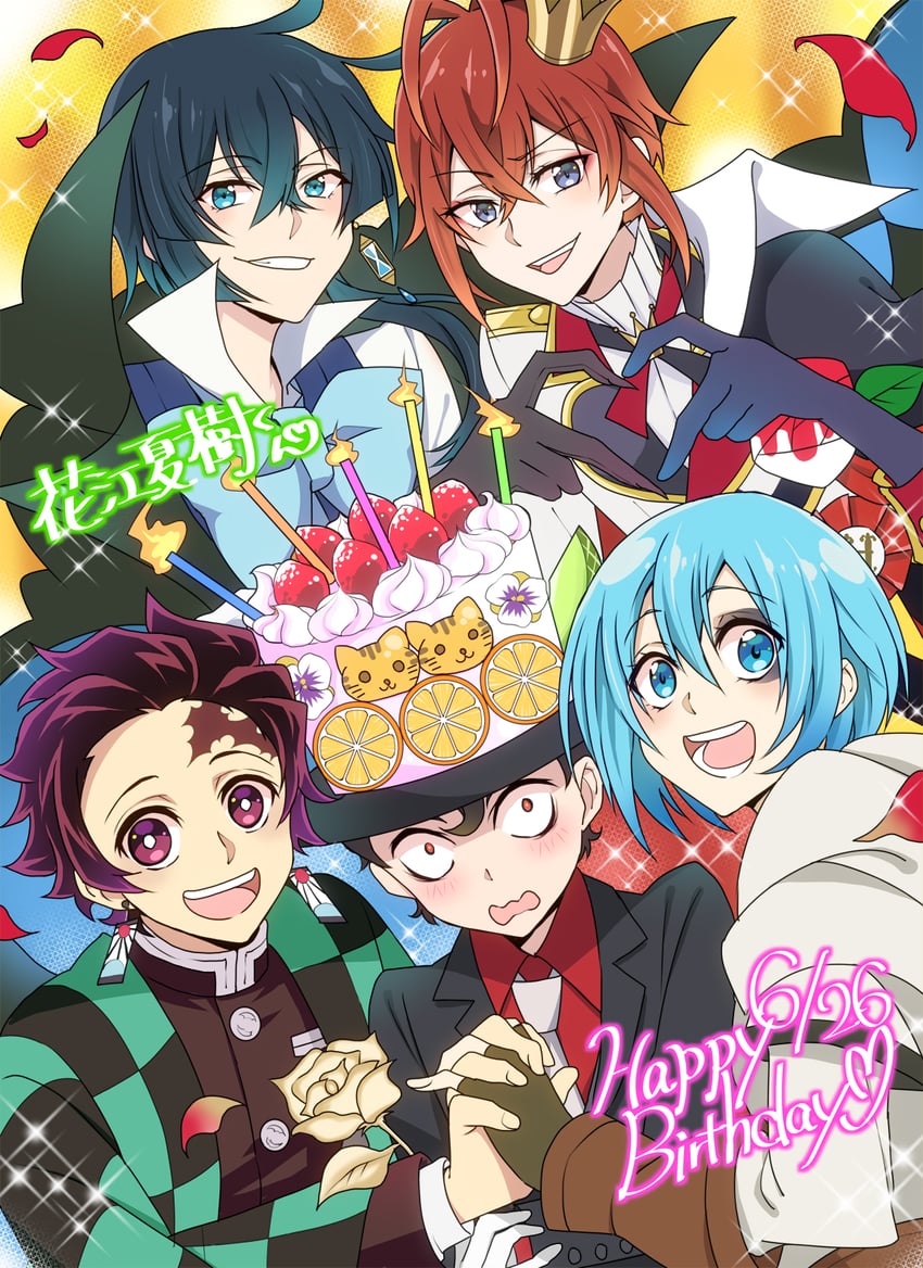 kamado tanjirou, riddle rosehearts, vanitas, bocchan, hanae natsuki, and 1 more (kimetsu no yaiba and 4 more) drawn by masako_(sabotage-mode)