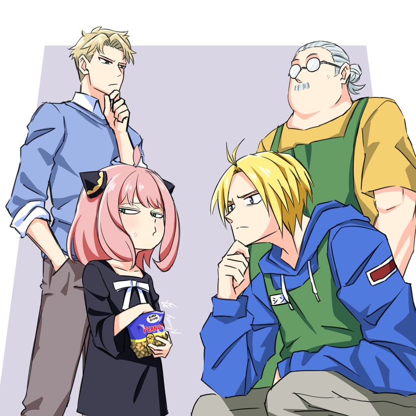 anya, twilight, sakamoto taro, and shin (spy x family and 1 more) drawn by tanny_v