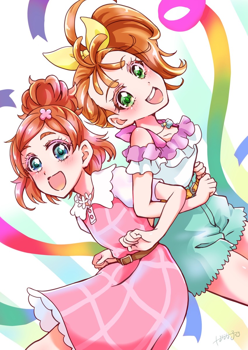 haruno haruka and natsuumi manatsu (precure and 2 more) drawn by sonna877san