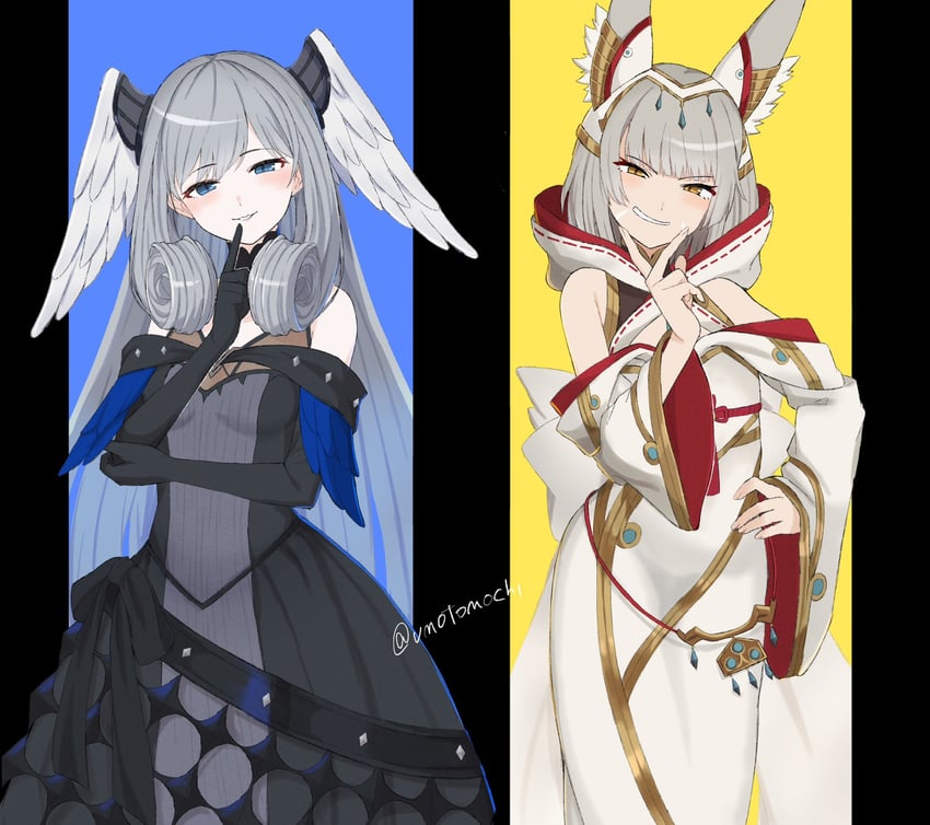 nia and melia antiqua (xenoblade chronicles and 1 more) drawn by umotomochi