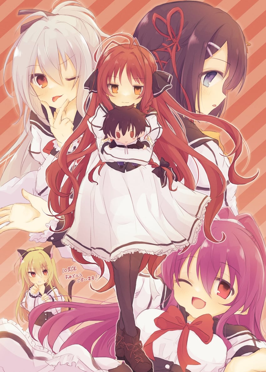 yarai miu, elena olegovna owen, mera azusa, mutsura yuuto, nicola cepheus, and 1 more (dracu-riot!) drawn by konoquro
