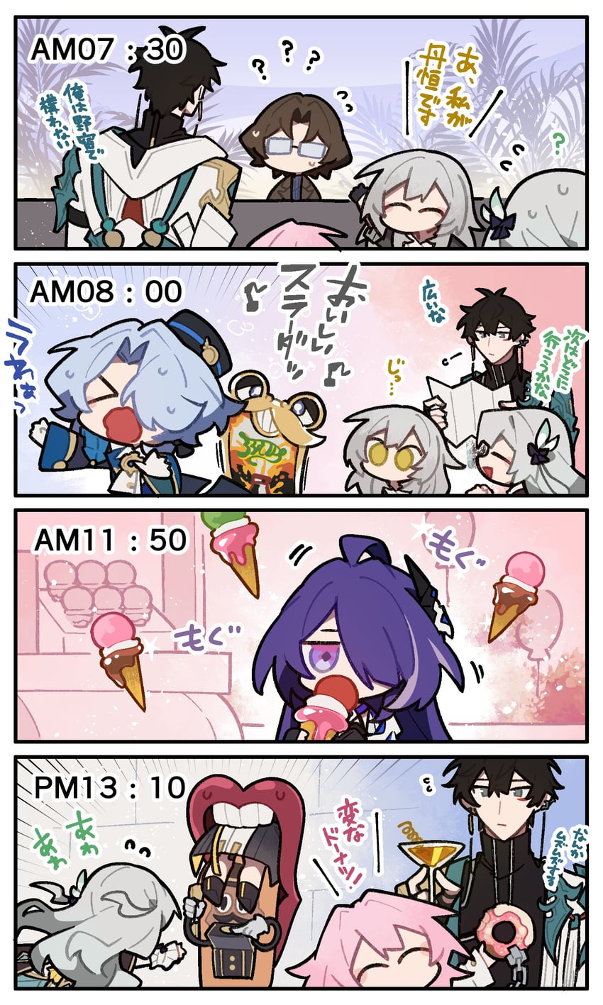 trailblazer, firefly, stelle, march 7th, acheron, and 2 more (honkai and 1 more) drawn by shigetake_(buroira)