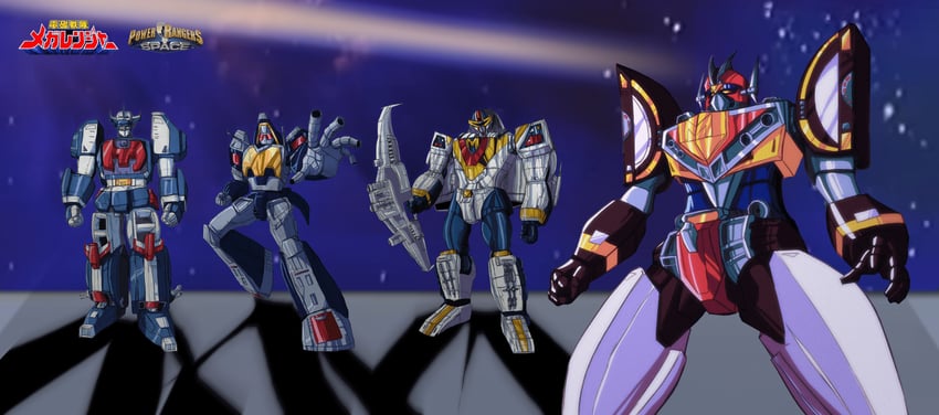 galaxy mega, mega voyager, delta mega, astro megazord, delta megazord, and 1 more (super sentai and 3 more) drawn by zakman-wahid