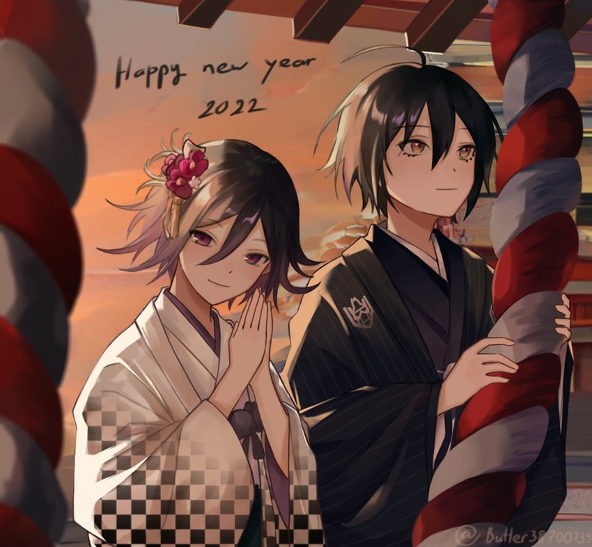 oma kokichi and saihara shuichi (danganronpa and 1 more) drawn by butter_(butter38700739)