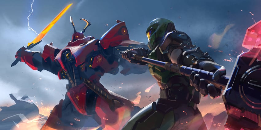 doomguy and the dark lord (doom and 1 more) drawn by ddal