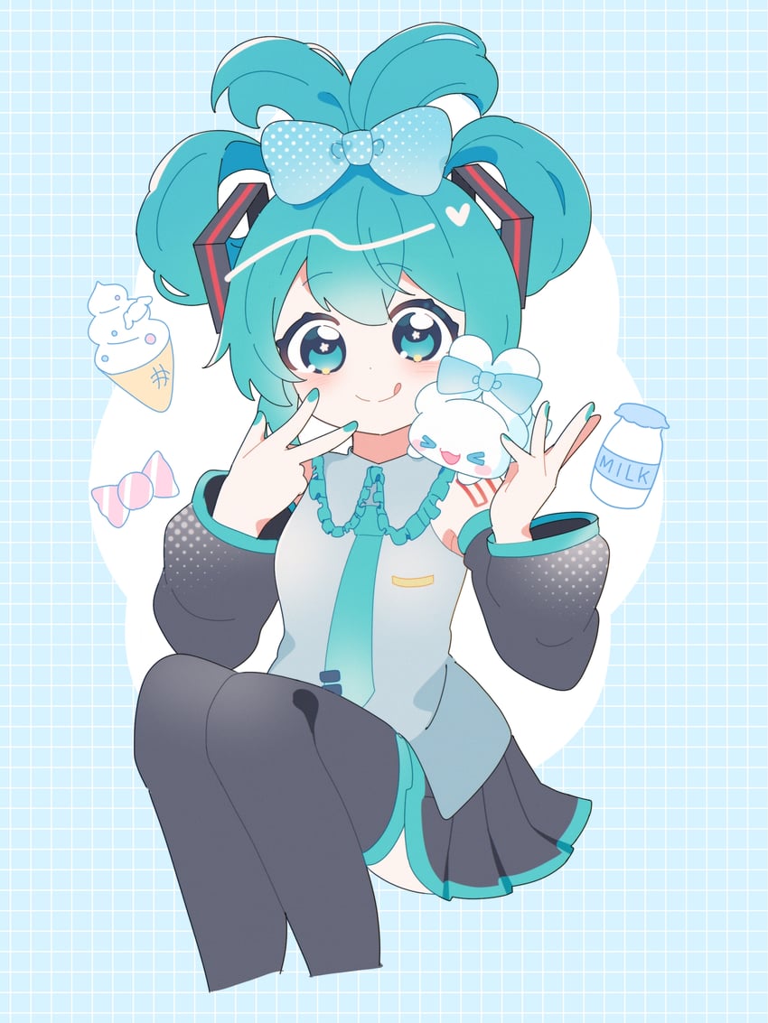 hatsune miku, cinnamoroll, and cinnamiku (vocaloid and 2 more) drawn by uon_shil