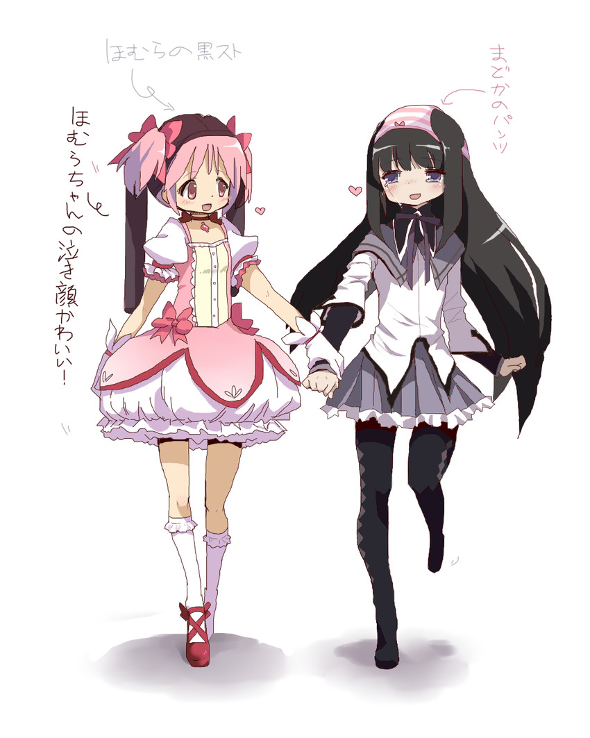 akemi homura and kaname madoka (mahou shoujo madoka magica) drawn by bluerancel