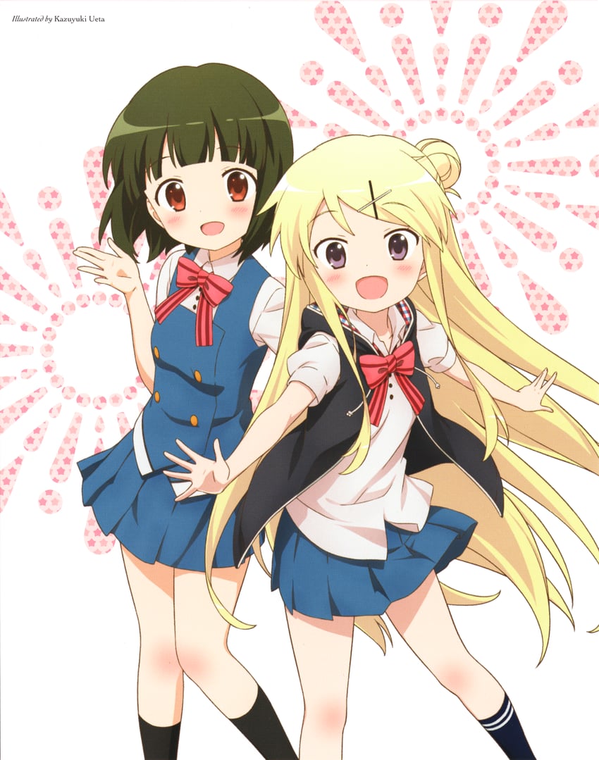 kujou karen and oomiya shinobu (kin-iro mosaic) drawn by ueta_kazuyuki