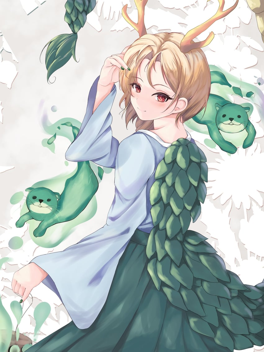 kicchou yachie and otter spirit (touhou) drawn by orchid_(orukido)