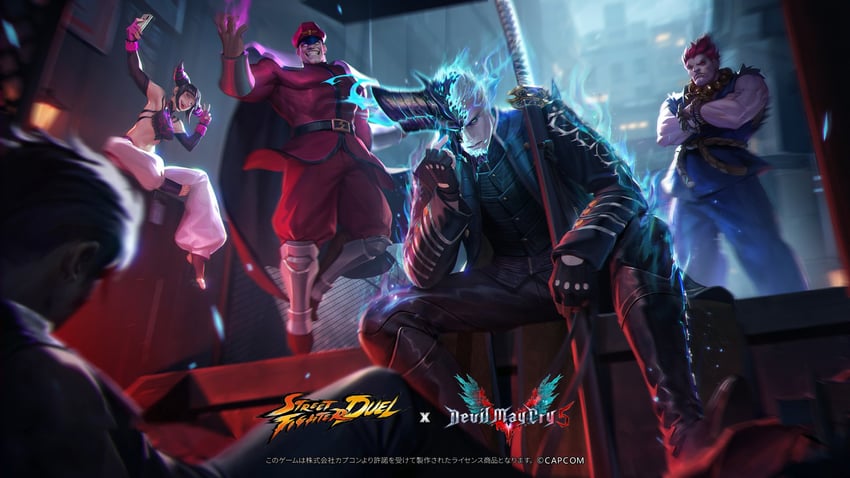 han juri, vergil, akuma, and m. bison (street fighter and 4 more)
