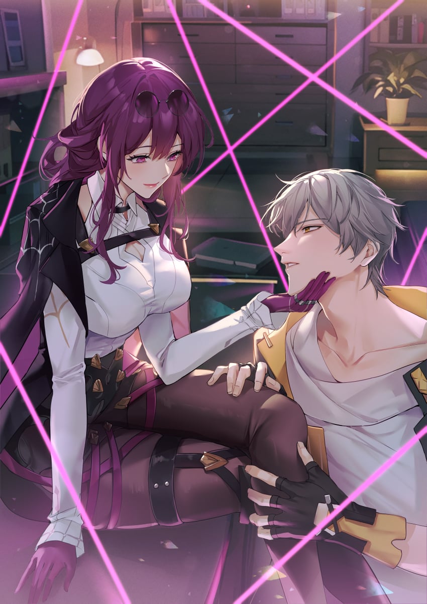 trailblazer, kafka, and caelus (honkai and 1 more) drawn by cain_art811