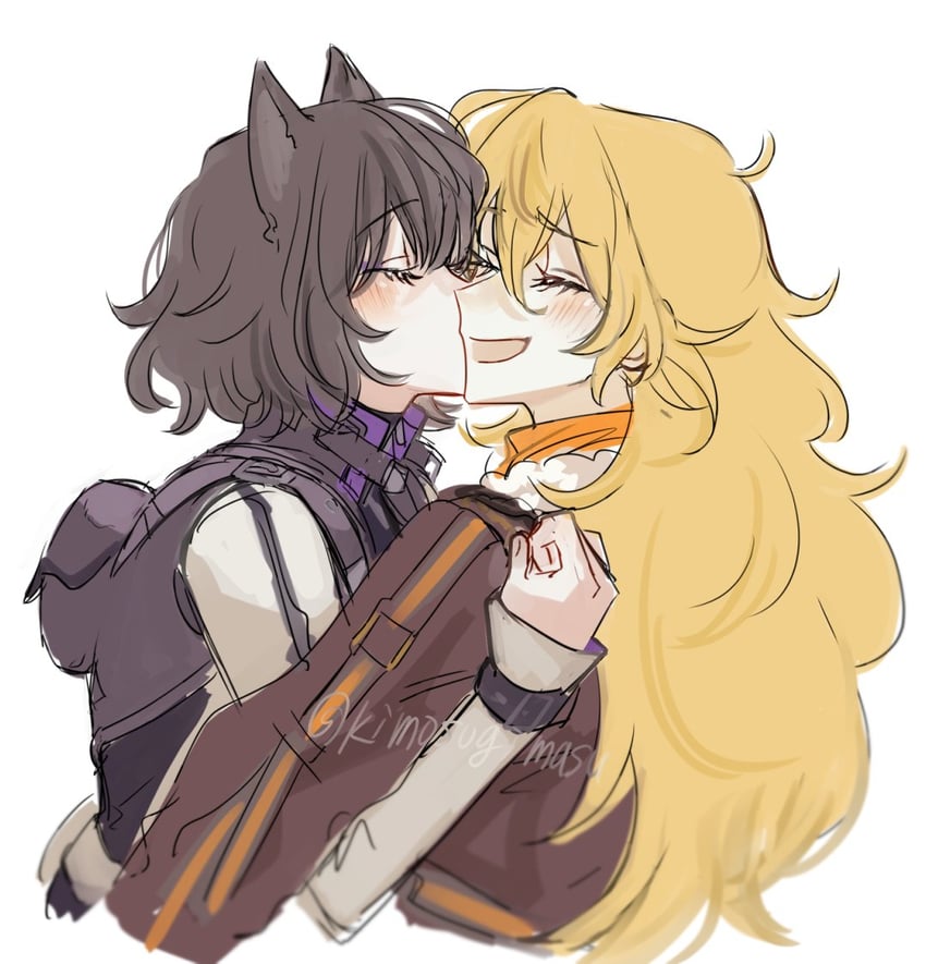 yang xiao long and blake belladonna (rwby) drawn by naizo_(kimosugimasu)