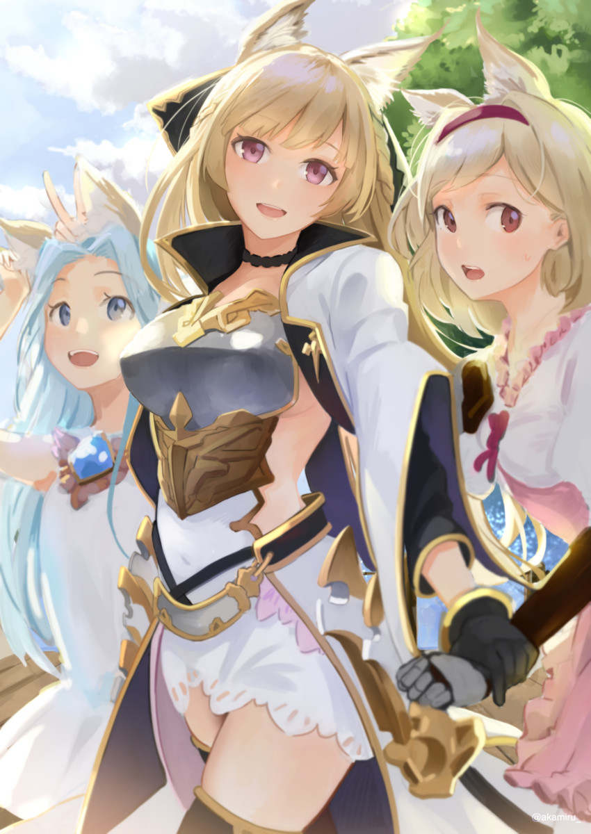 djeeta, lyria, and yuisis (granblue fantasy) drawn by hinoshita_akame