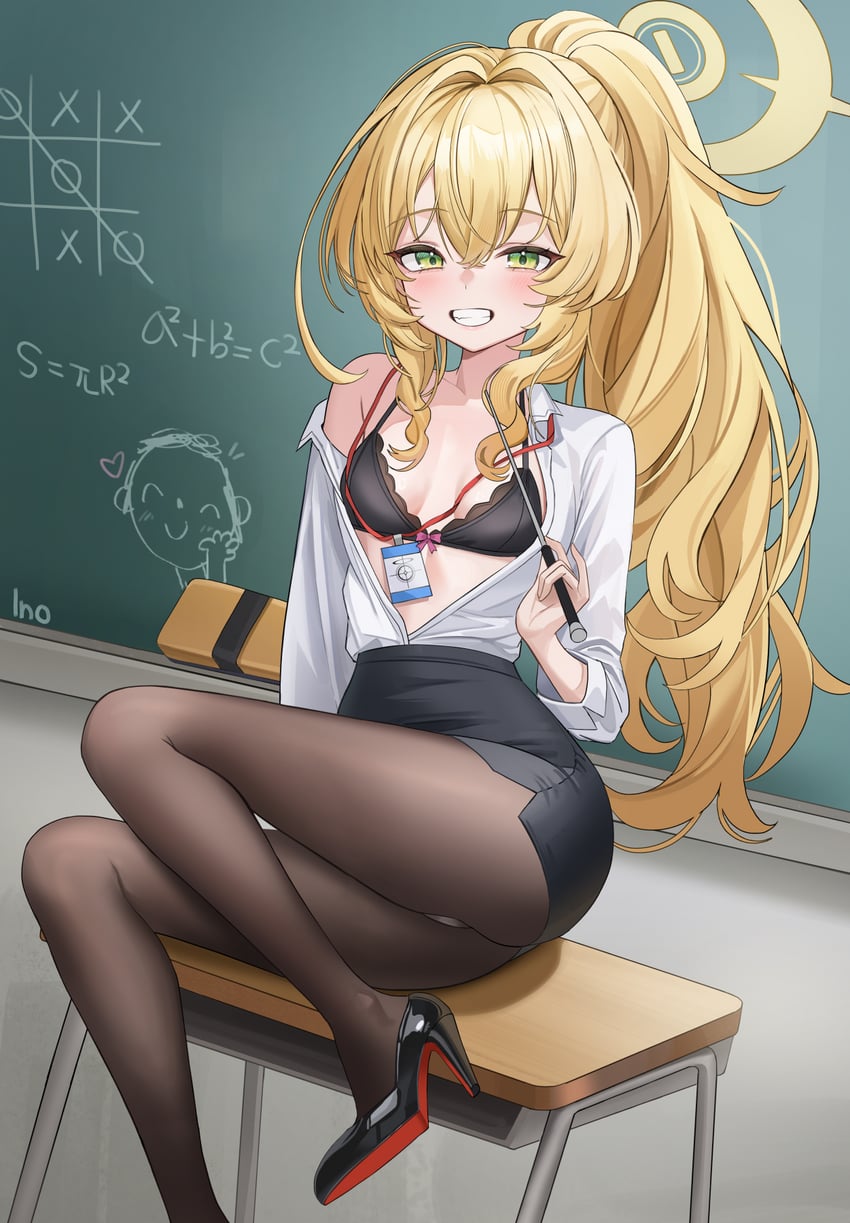sensei, doodle sensei, and professor niyaniya (blue archive) drawn by iino_(isnyong)