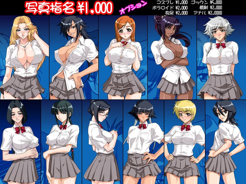 kuchiki rukia, shihouin yoruichi, inoue orihime, matsumoto rangiku, sui-feng, and 6 more (bleach) drawn by kagami_hirotaka
