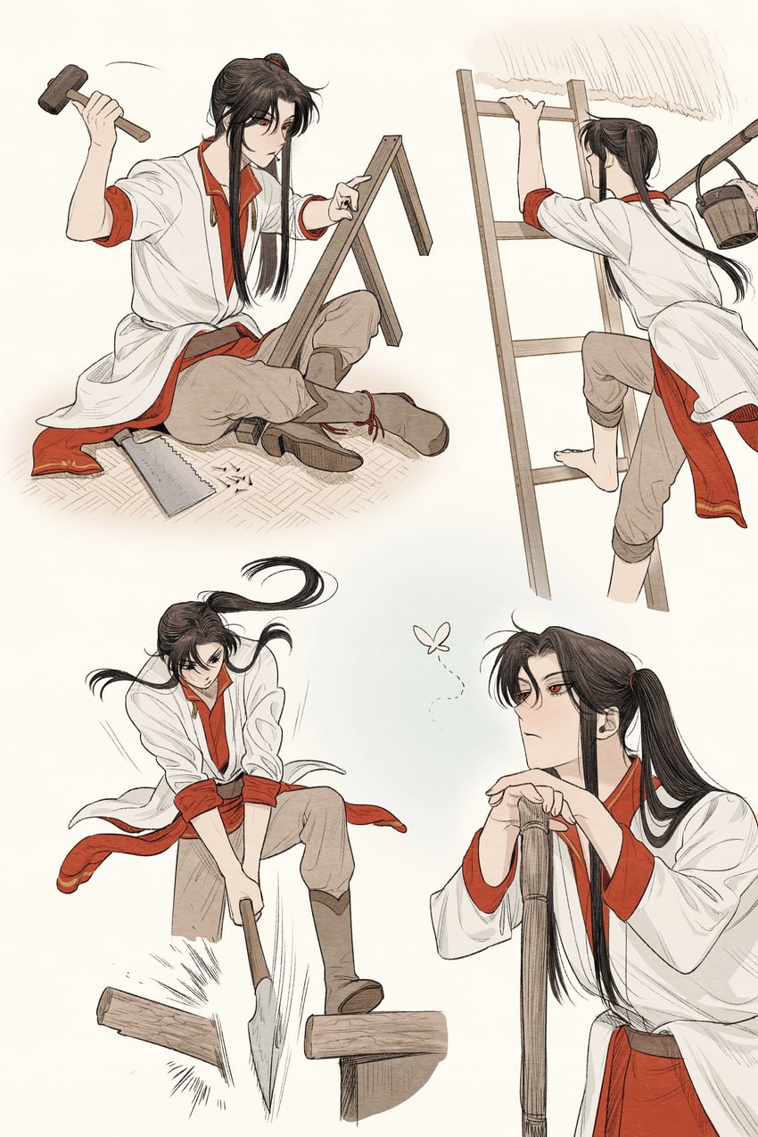 hua cheng and san lang (tianguan cifu) drawn by gatan666