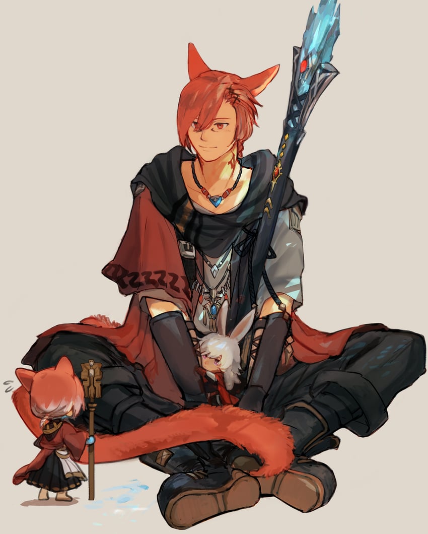 g'raha tia, crystal exarch, and lyna (final fantasy and 1 more) drawn by grbraku