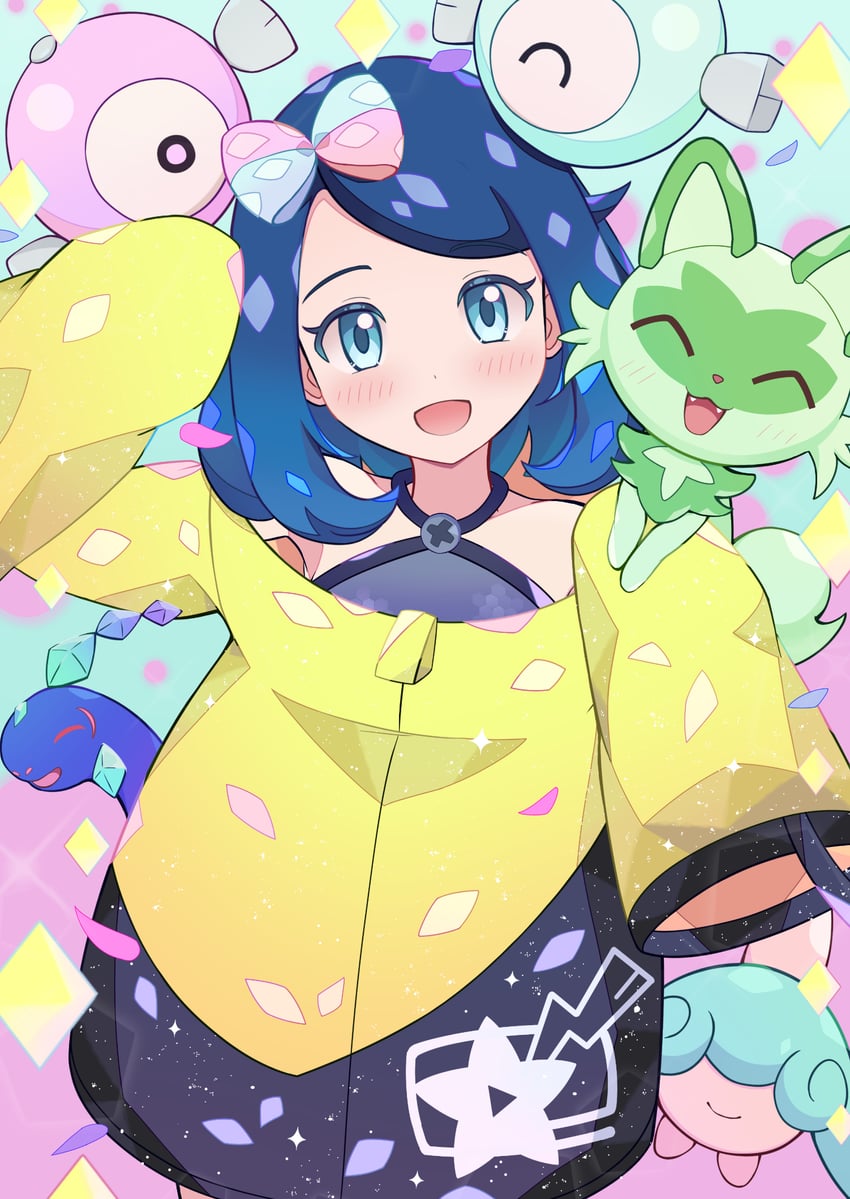 iono, sprigatito, liko, magnemite, hatenna, and 1 more (pokemon and 1 more) drawn by melili
