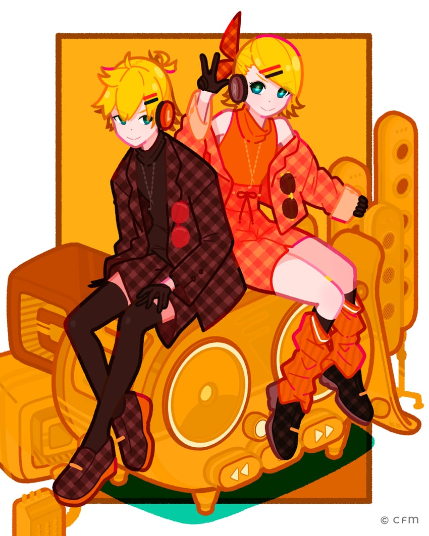 kagamine rin and kagamine len (vocaloid) drawn by jo_suke