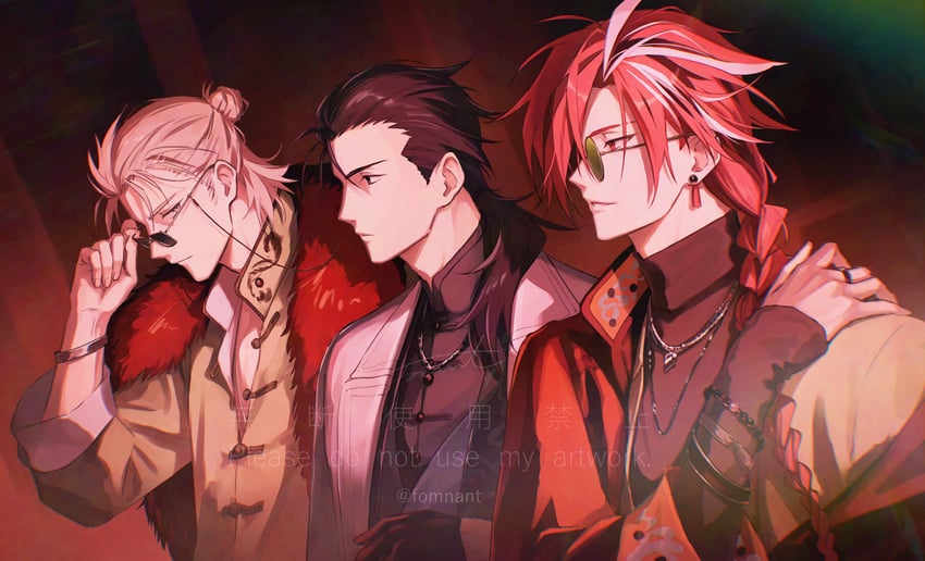 sakamoto ryouma, takasugi shinsaku, and takeda shingen (fate and 1 more) drawn by fomnant