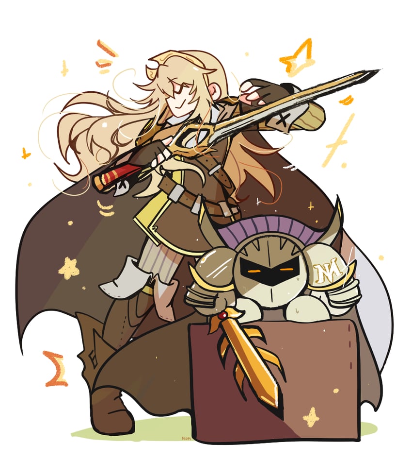 lucina and meta knight (fire emblem and 3 more) drawn by homriette