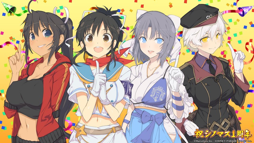 yumi, asuka, homura, and miyabi (senran kagura and 1 more) drawn by yaegashi_nan