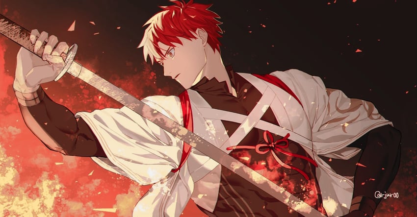 emiya shirou and senji muramasa (fate and 1 more) drawn by rodjiura_(rjur00)