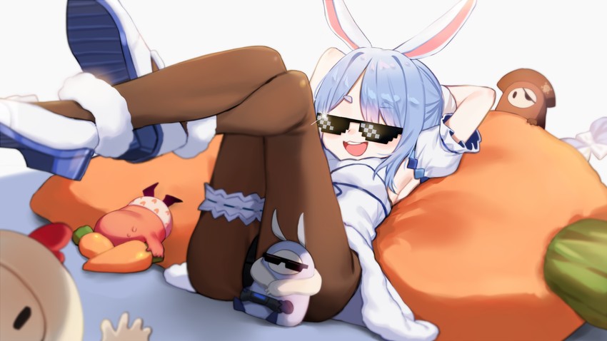 usada pekora and fall guy (hololive and 1 more) drawn by useq1067