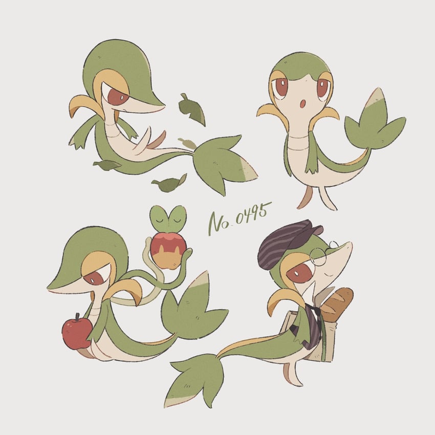 snivy and applin (pokemon and 1 more) drawn by hime_(himetya105)