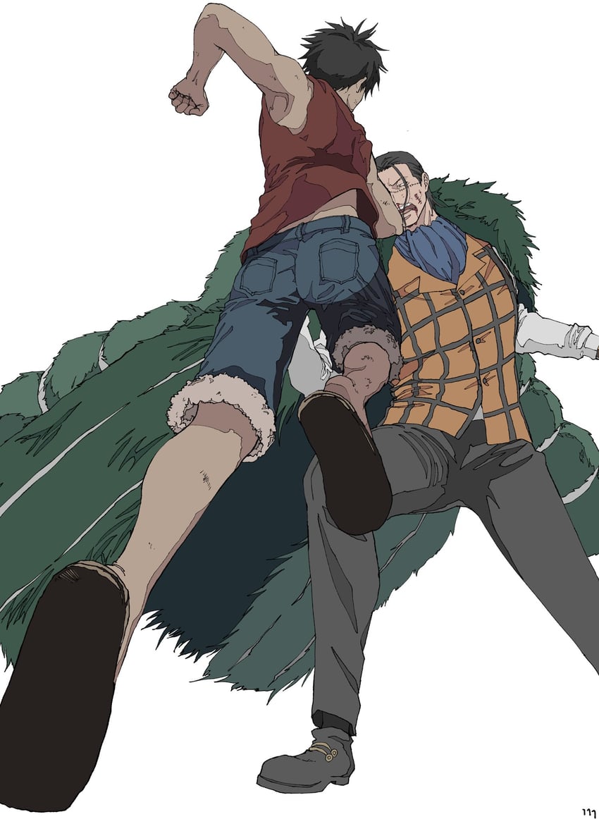 monkey d. luffy and crocodile (one piece) drawn by ufkqz
