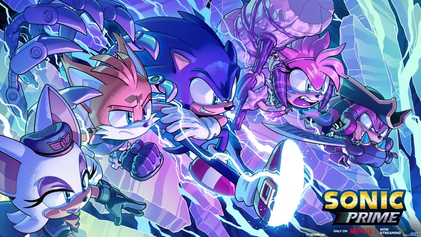 sonic the hedgehog, nine, knuckles the dread, thorn rose, and rebel rouge (sonic and 1 more) drawn by evan_stanley