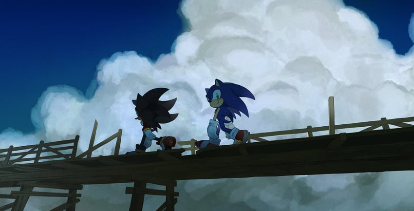 sonic the hedgehog and shadow the hedgehog (sonic) drawn by unneul
