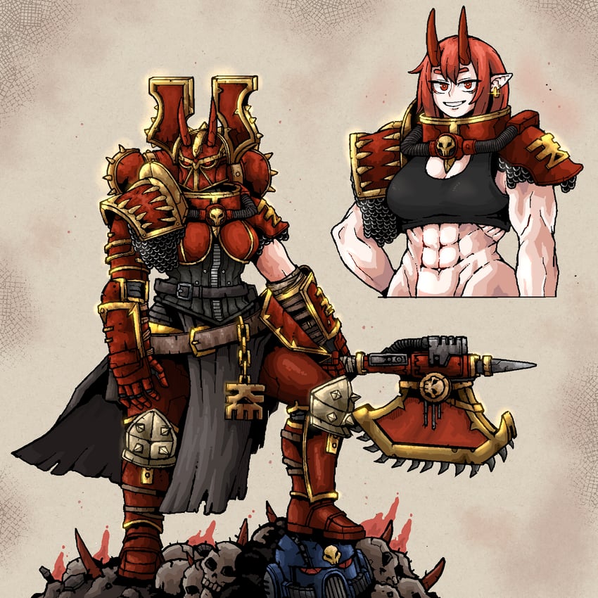 adepta sororitas and sister of slaughter (warhammer 40k) drawn by octosoup