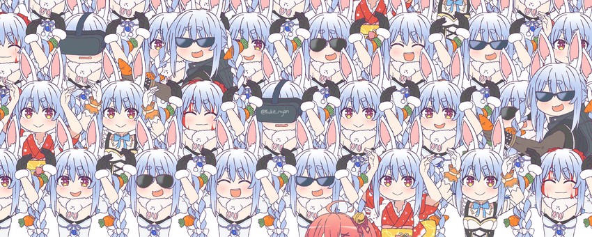 usada pekora, sakura miko, and don-chan (hololive and 1 more) drawn by kukie-nyan