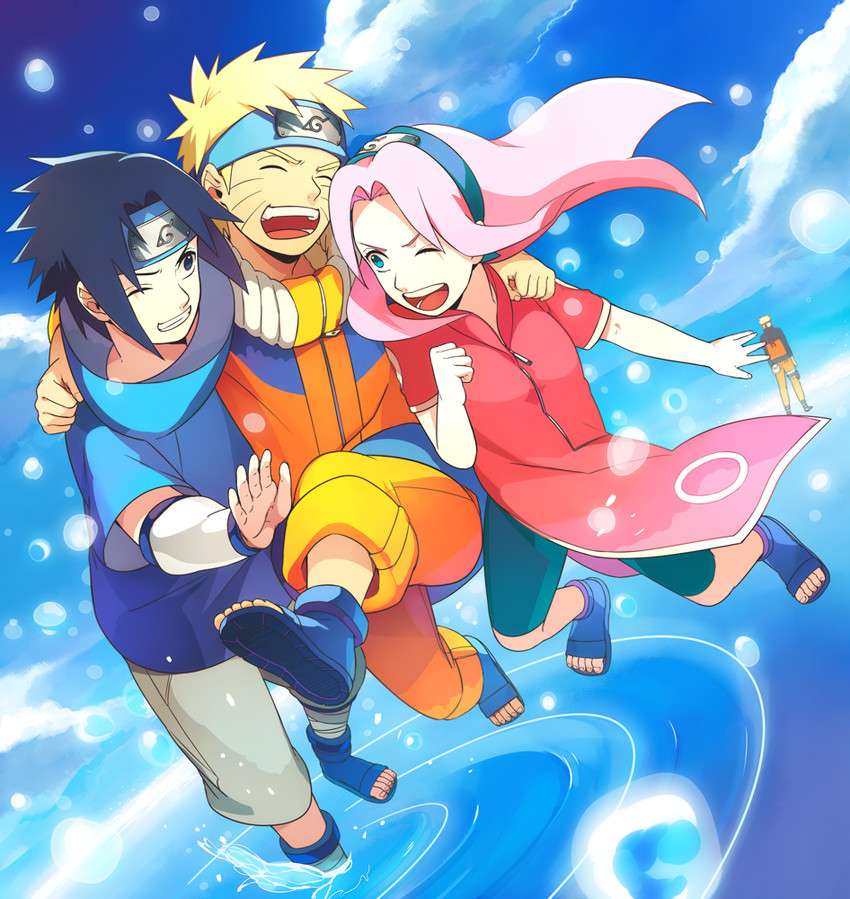 haruno sakura, uzumaki naruto, and uchiha sasuke (naruto and 1 more) drawn by oba-min