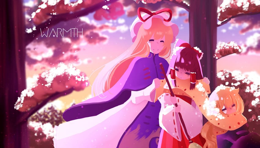 hakurei reimu, kirisame marisa, and yakumo yukari (touhou) drawn by flanbow