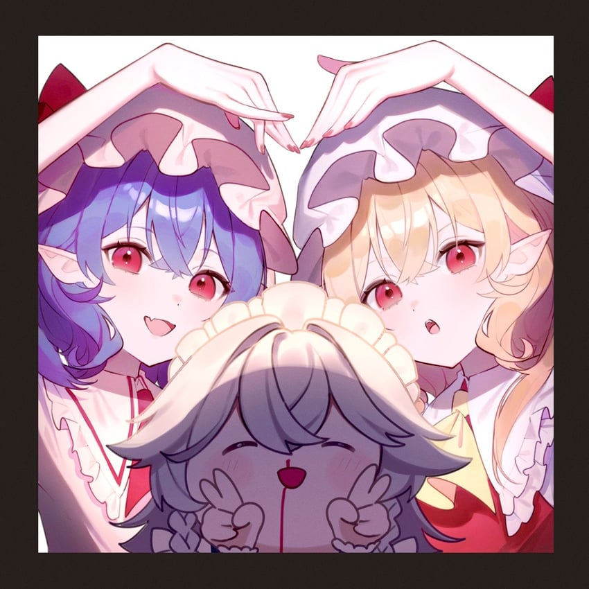 remilia scarlet, flandre scarlet, and izayoi sakuya (touhou) drawn by ko_gyoku