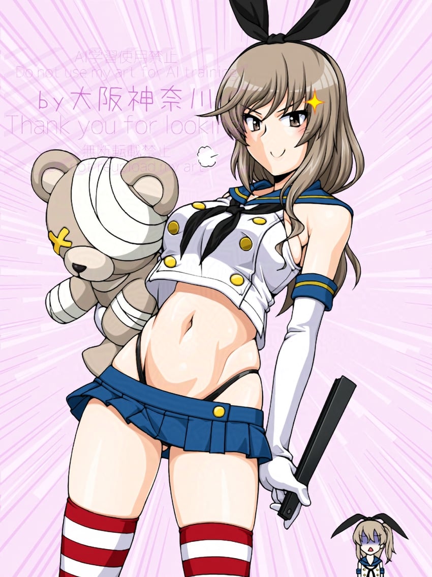shimakaze, shimada arisu, boko, and shimada chiyo (kantai collection and 1 more) drawn by oosaka_kanagawa