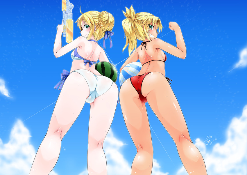 artoria pendragon and mordred (fate and 3 more) drawn by shirogane_(cufsser)