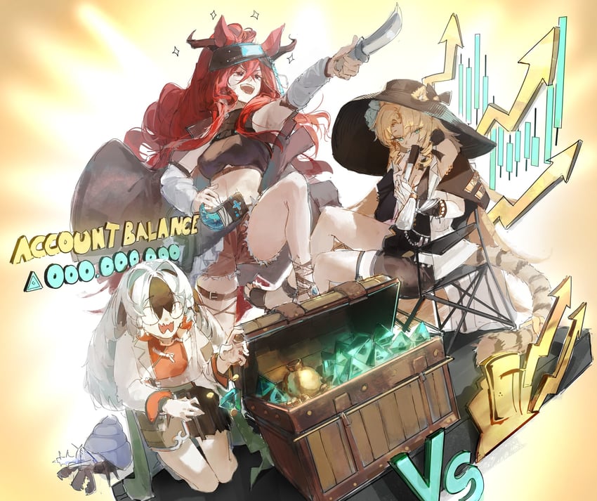 swire, swire the elegant wit, snowsant, narantuya, and cannot goodenough (arknights) drawn by gandy_(gan3e46)