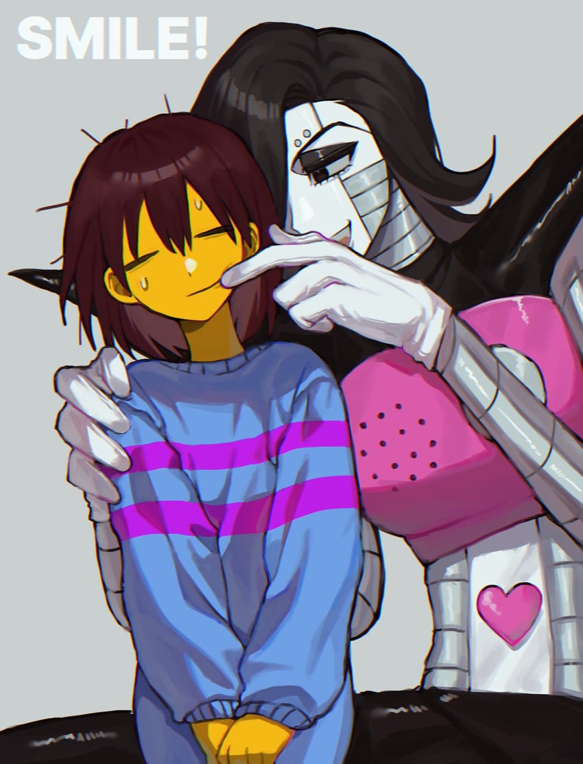frisk, mettaton, and mettaton ex (undertale) drawn by relation_z