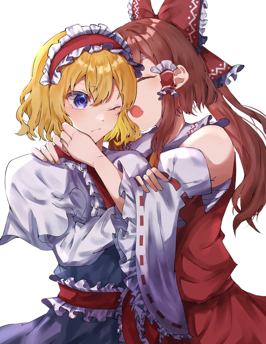 hakurei reimu and alice margatroid (touhou) drawn by jingai_(k1bun)
