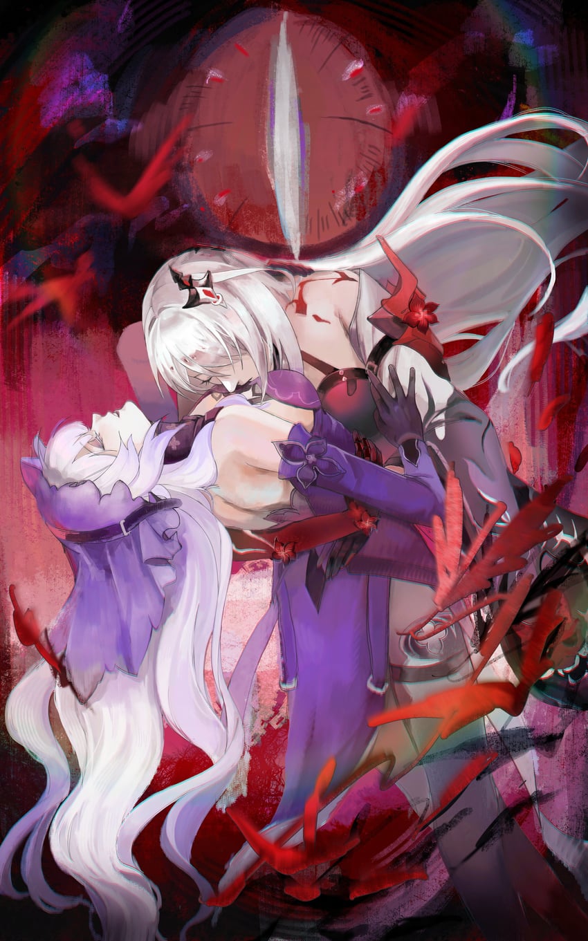 acheron and black swan (honkai and 1 more) drawn by yoruprsk