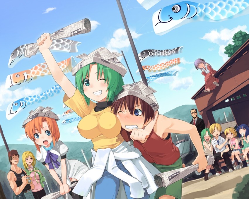 furude rika, ryuuguu rena, houjou satoko, sonozaki mion, hanyuu, and 6 more (higurashi no naku koro ni)