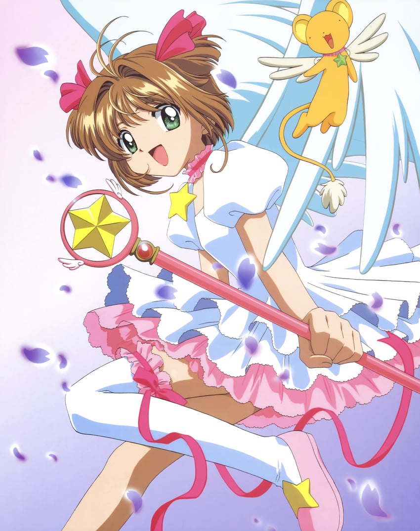 kinomoto sakura and kero (cardcaptor sakura) drawn by takahashi_kumiko