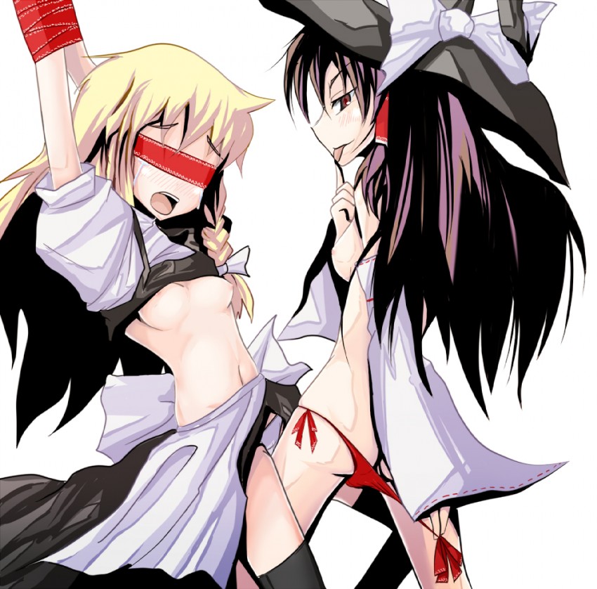 hakurei reimu and kirisame marisa (touhou) drawn by dateya_torahachi