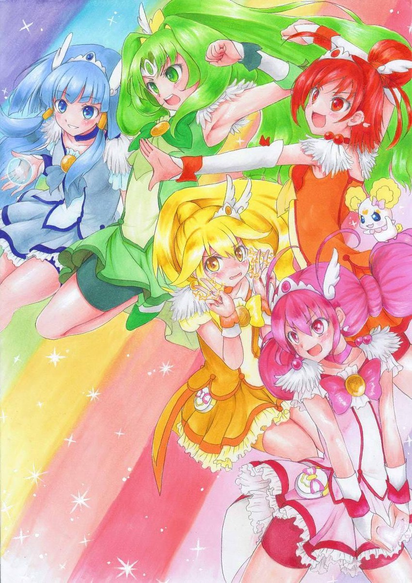 midorikawa nao, kise yayoi, aoki reika, hino akane, hoshizora miyuki, and 6 more (precure and 1 more) drawn by kirikirimai_(kkm)