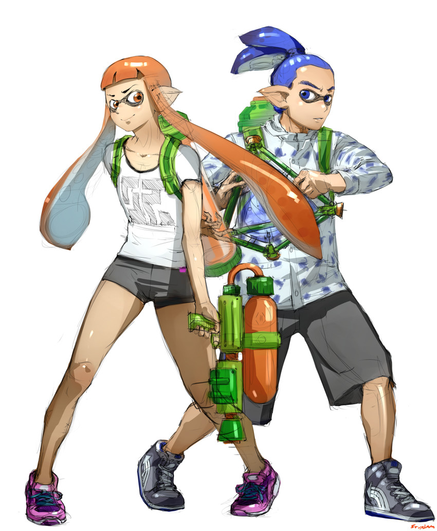 inkling player character, inkling girl, inkling boy, and kaori (splatoon and 1 more) drawn by stup-jam