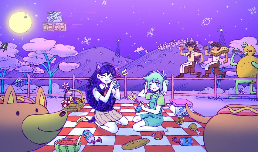 basil, mari, something, humphrey, rococo, and 5 more (omori) drawn by omocat