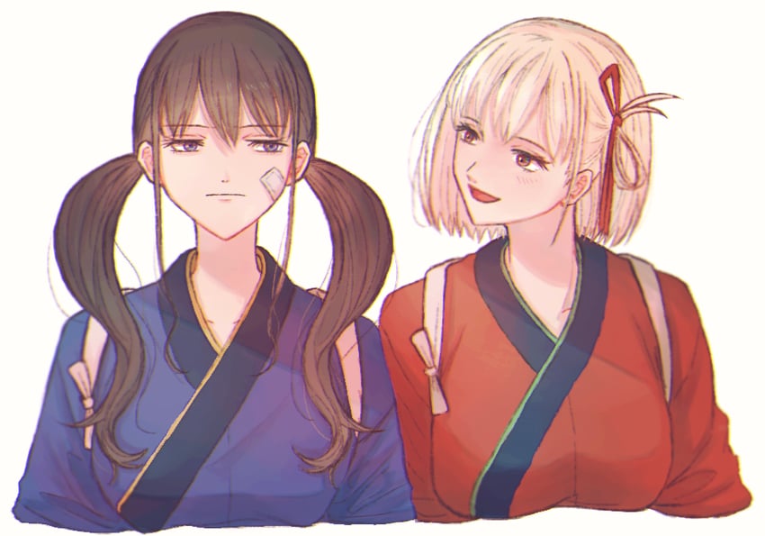 nishikigi chisato and inoue takina (lycoris recoil) drawn by kumabehaso